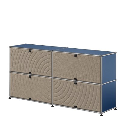 Buffet USM Haller L avec USM Soft Panels, rond, Bleu acier RAL 5011, Taupe
