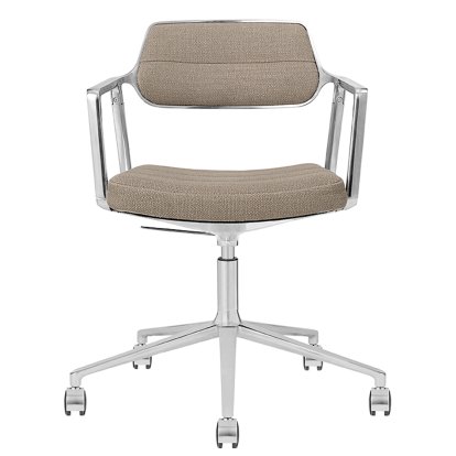 Chaise Swivel 453+, Poli, Piétement à roulettes, mélange laine-lin dark sand