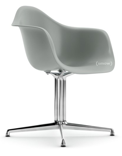 Eames Plastic Armchair RE DAL, Gris clair, Sans rembourrage, Sans rembourrage, Aluminium poli, Nouvelle hauteur d'assise (43,0 cm)