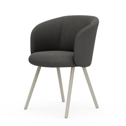 Fauteuil Mikado, Aluminium revêtu par poudre couleur craie, Dumet, Tissu Dumet gris sierra mélange, Patins en feutre pour sols durs