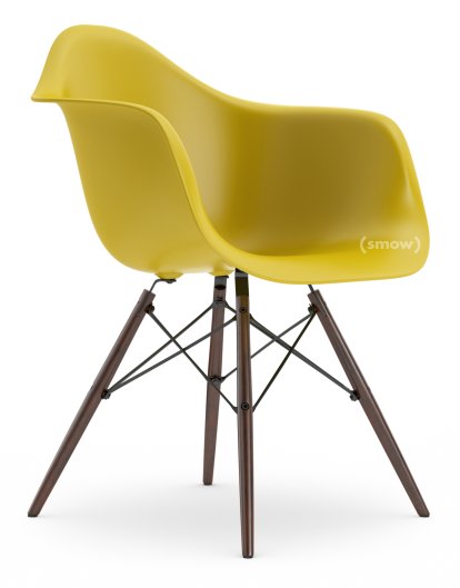 Eames Plastic Armchair RE DAW, Moutarde, Sans rembourrage, Sans rembourrage, Version standard - 43 cm, Érable foncé