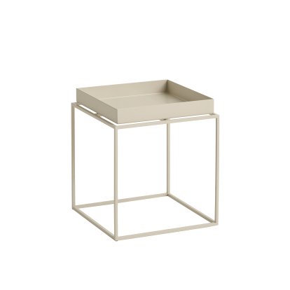 Table avec plateau Tray, H 30/34 x L 30 x P 30 cm, Beige chaud - Haute brillance