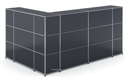 Comptoir d’accueil USM Haller version 4, Anthracite RAL 7016, Coin fermé