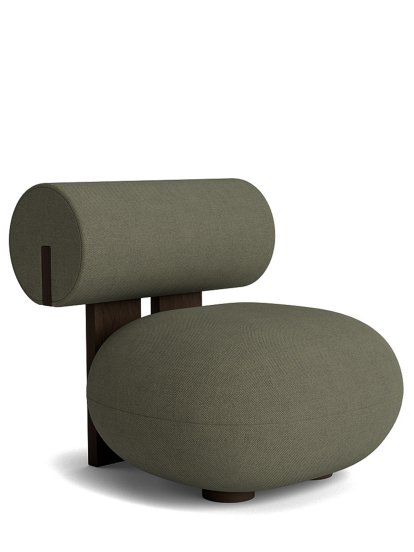 Fauteuil Lounge Hippo, Tissu Fiord gris-vert, Chêne fumé foncé