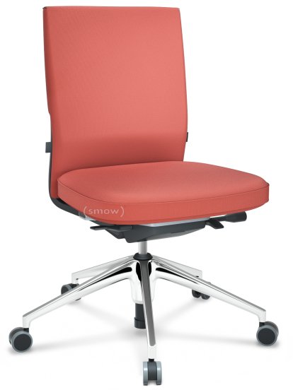 ID Soft, Mécanisme Flowmotion avec inclinaison avant et réglage de la profondeur , Sans accotoirs, Piétement à 5 branches, aluminium poli, Noir basic, Assise et dossier Silk Mesh, Brique, Durs pour tapis