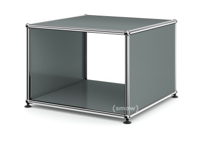 Table d'appoint avec panneaux latéraux USM Haller, 50 cm, Sans tablette intérieure en verre, Gris moyen RAL 7005