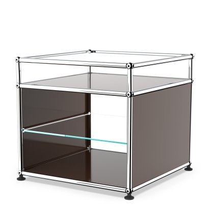 USM Haller table d'appoint et étagère verre, Marron USM