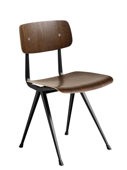 Result Chair, Chêne fumé laqué, Acier thermolaqué noir