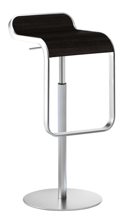 Tabouret LEM, 66-79 cm, Chêne teinté noir / chromé mat