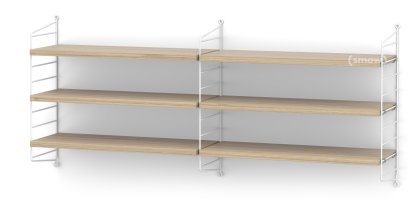 Étagère murale M String, 20 cm, Blanc, Placage chêne