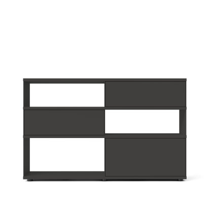 Flow Q Highboard, 160 cm, 101,7 cm (2 tiroirs et 1 porte abattante), Graphite