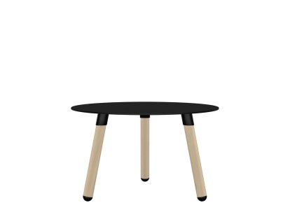 Table d'appoint BCN, Stratifié noir, Hêtre, H 33 x ø 55 cm