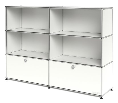 Meuble haut Highboard L USM Haller, personnalisable, Blanc pur RAL 9010, Ouvert, Ouvert, Avec 2 portes abattantes