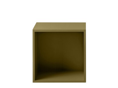 Système modulaire d'étagères Stacked, M (43,6 x 43,6 x 35 cm), Avec paroi arrière, Vert brun