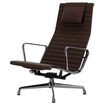 Aluminium Chair EA 124, Chromé, Cuir (Standard), Marron