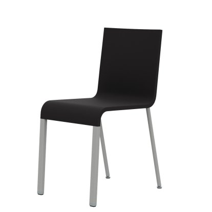 Chaise .03, Non-empilable, Pieds thermolaqué argent lisse, Sans accotoirs, Noir basic