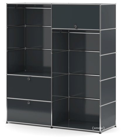 Penderie USM Haller L avec 2 tringles, Anthracite RAL 7016