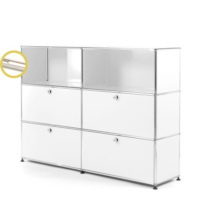 USM Haller E Highboard L avec éclairage du compartiment, Blanc pur RAL 9010, Blanche chaude