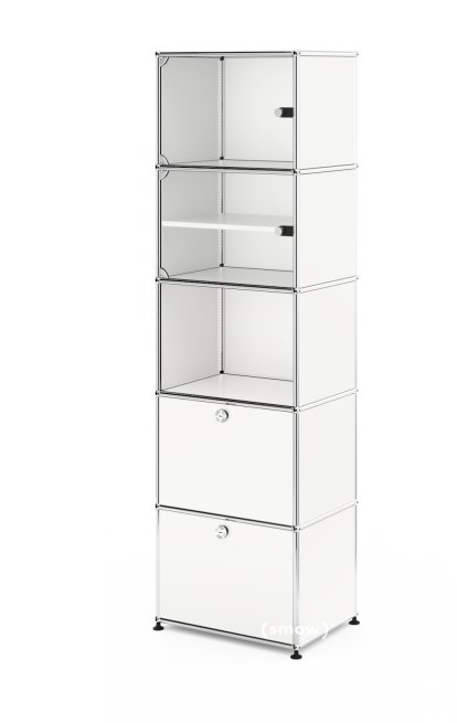 Vitrine USM Haller, H 179 x L 53 x P 38 cm, Blanc pur RAL 9010, Tous les compartiments avec serrures