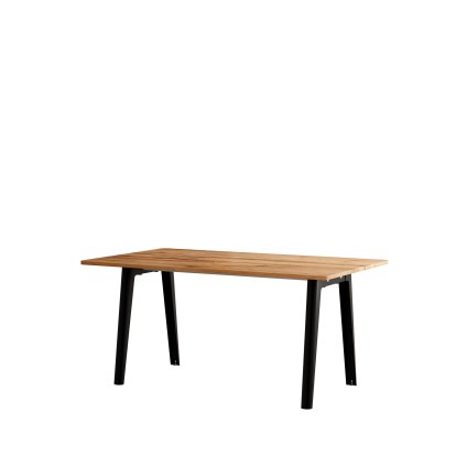 Table à manger New Modern rectangulaire, métal/bois, 160 x 95 cm, Chêne ancien recyclé, Noir graphite