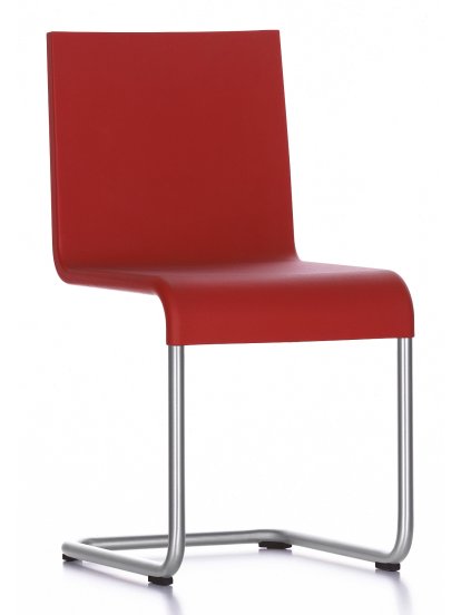 Chaise .05, Empilable, Rouge vif, Acier inoxydable brossé