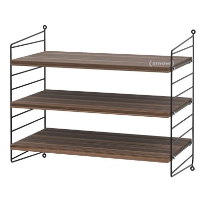 Étagère murale S String, 30 cm, Noir, Placage noyer