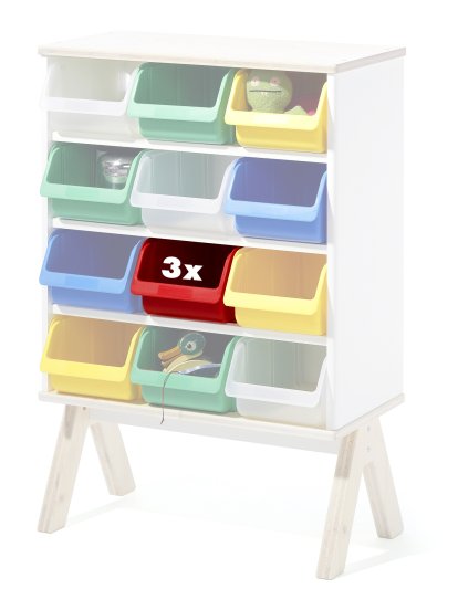 Boîtes en plastique Famille Garage, lot de 3 (petites), Rouge