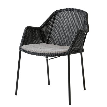 Chaise Breeze, Noir, Avec coussin d'assise, Focus - Gris clair