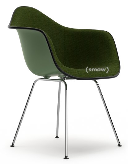 Eames Plastic Armchair DAX, Forêt, Rembourrage intégral, Nero / forêt, Version standard - 43 cm, Chromé