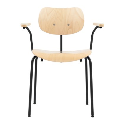 Chaise SE 68, Empilable, Sans rembourrage, Poudre noir mat, Avec accoudoirs, Hêtre, naturel