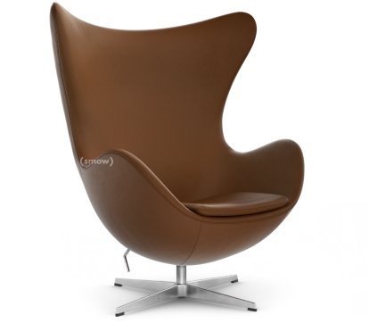 Fauteuil Egg (Oeuf), Cuir Essential, Noyer, Aluminium satiné et poli, Sans repose-pied