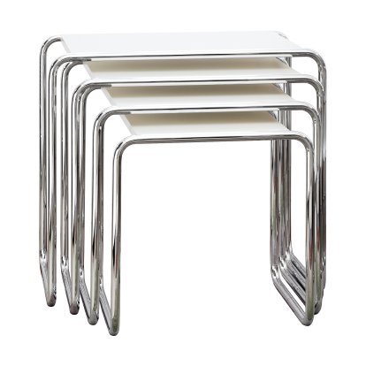 Table gigogne B 9 Bauhaus, Éléments peints, Blanc pur (RAL 9010)