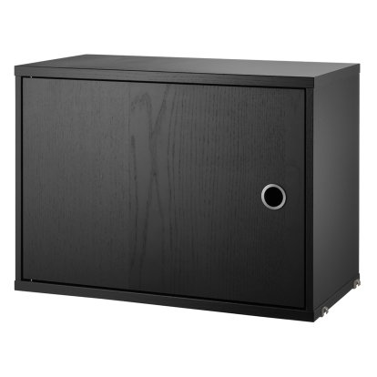 Cabinet avec porte battante String, Placage frêne noir