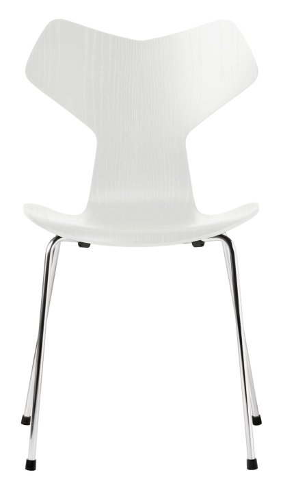 Chaise Grand Prix, Frêne coloré, Blanc, Chromé
