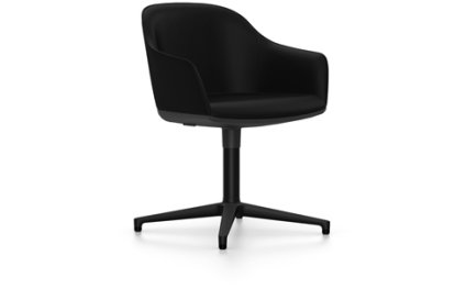 Softshell Chair avec piètement à 4 branches, Basic dark fintion époxy (lisse), Plano, Nero, Patins pour tapis