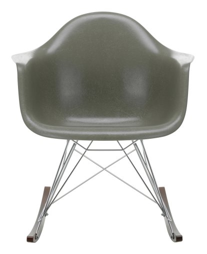 Eames Fiberglass Armchair RAR, Eames raw umber, Chromé, Érable foncé
