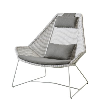 Fauteuil lounge Breeze Highback, Gris blanc, Natté - Taupe