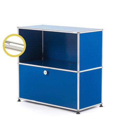 USM Haller E Sideboard M avec éclairage du compartiment, Bleu gentiane RAL 5010, Blanche froide