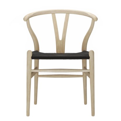 CH24 Wishbone Chair, Frêne savoné, Paillage noir