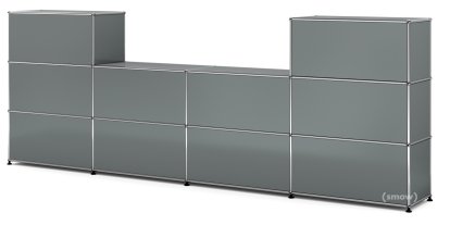 Comptoir d’accueil USM Haller version 3, Gris moyen RAL 7005, 35 cm