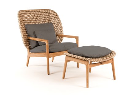 Kay Highback Lounge Chair, Harvest, Fife Platinum, Avec repose-pieds