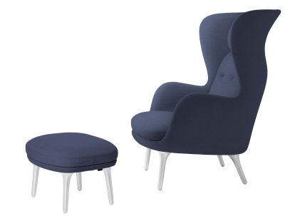 Fauteuil Ro, Christianshavn 1153 - Bleu uni, Avec repose-pied