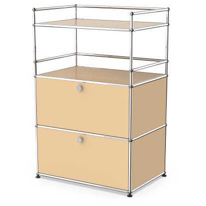 USM Haller meuble mini-bar , Beige USM, Avec 2 portes abattantes