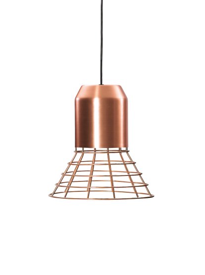 lampe suspendue Bell Light, Cuivre , Cage plaquée cuivre, H 16 x ø 29 cm