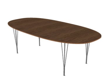 Table Superellipse, 240 x 120 cm, Noyer avec bord en placage