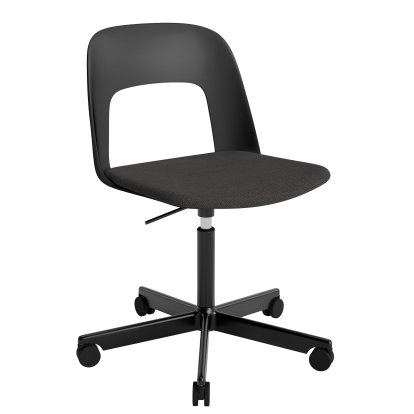Chaise pivotant Layout 143 avec assise rembourrée, Noir / Mode 005, Aluminium thermolaqué noir 