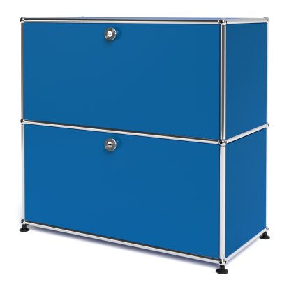 Meuble mixte Sideboard M USM Haller, personnalisable, Bleu gentiane RAL 5010, Avec  porte abattante, Avec  porte abattante