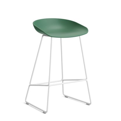 About A Stool AAS 38, Version cuisine: hauteur de l'assise 64 cm, Acier thermolaqué blanc, Teal green 2.0