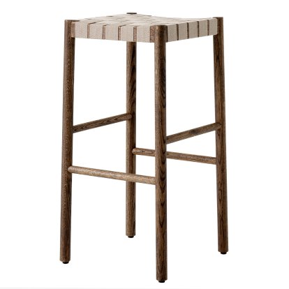 Tabouret de bar Betty, Version bar: 76 cm, Chêne fumé huilé / lin naturel