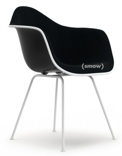 Eames Plastic Armchair RE DAX, Noir profond  , Rembourrage intégral, Nero, Version standard - 43 cm, Revêtement blanc